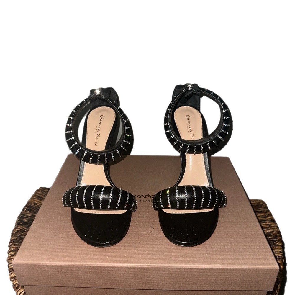 Gianvito Rossi Black Striped Women's Sandals